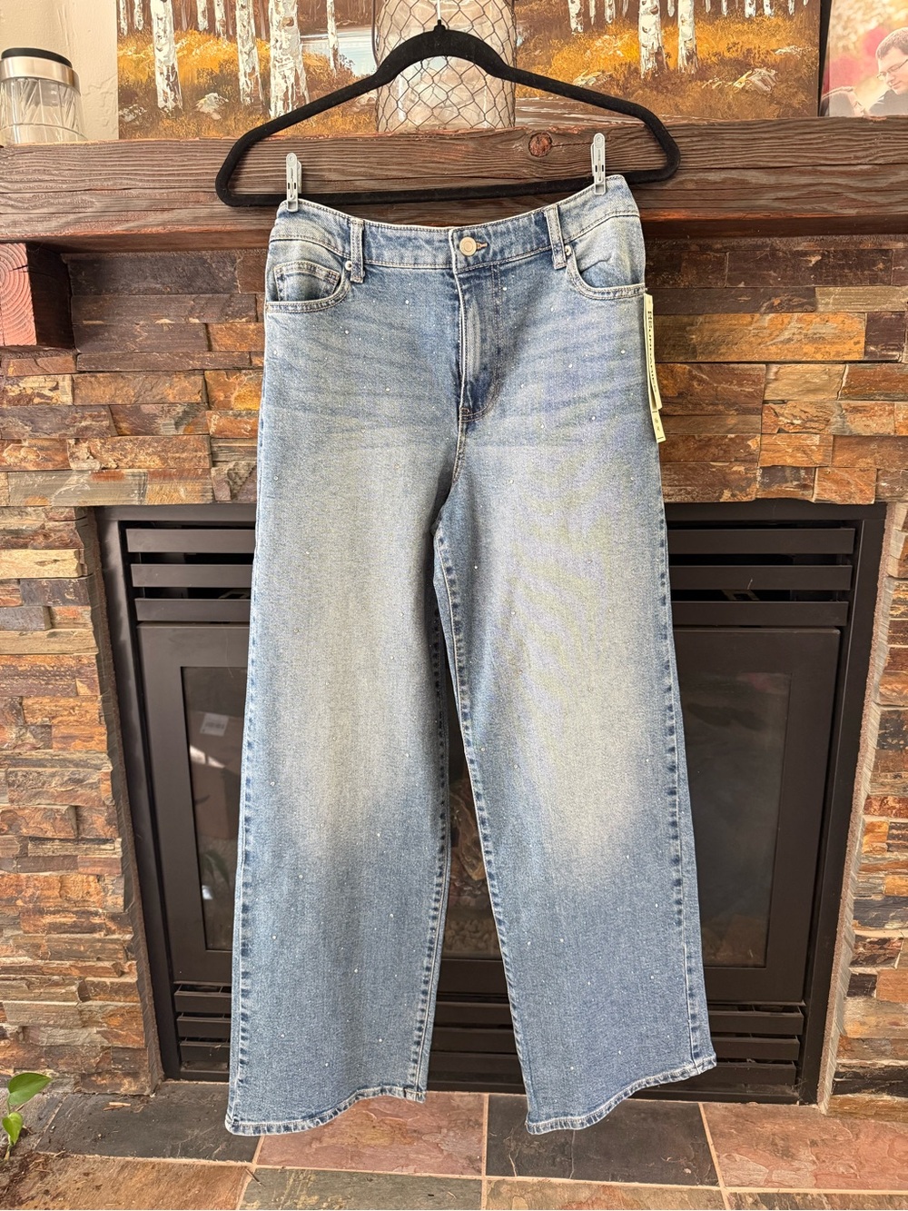 No Boundaries Light Blue Wide Leg Jeans with Subtle Speckle